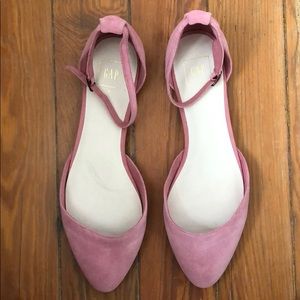 Suede Ankle-Strap Flats